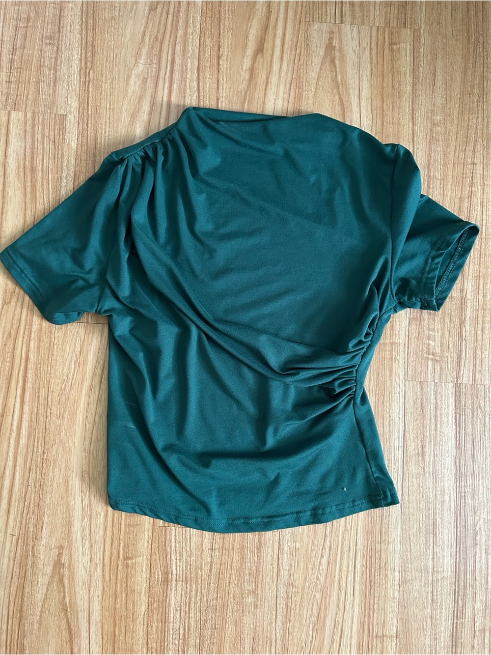 Women's Teal Short-Sleeve Ruched Side Top